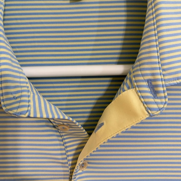 Peter Millar Blue yellow Polo Shirt Casual Short Sleeve golf - Picture 5 of 7